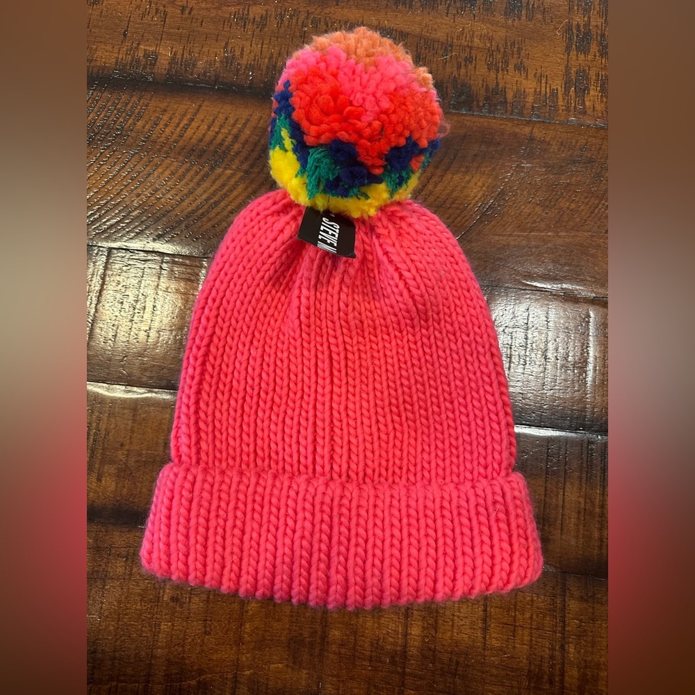 NWT Steve Madden colorful ski hat with Pom Pom